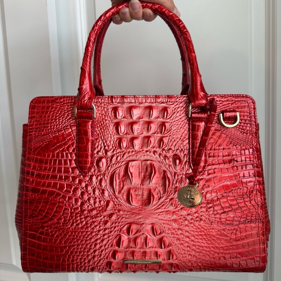 Brahmin Small Finley Satchel Embrace Red Ombre Melbourne Leather - Picture 8 of 8